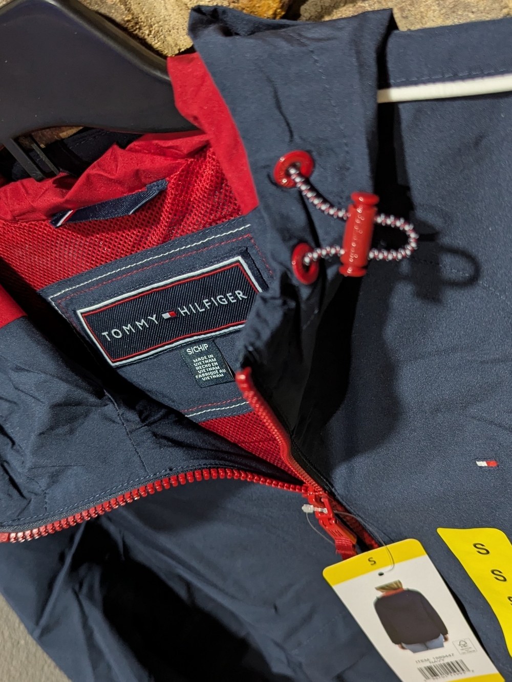 Tommy Hilfiger Navy Jacket with Red Trim and Logo